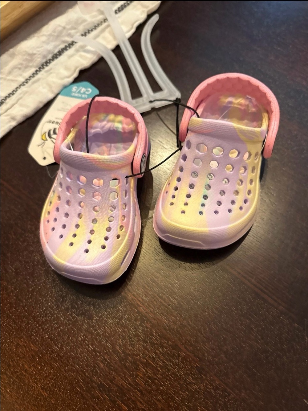 Kids Pink Tie- Joy Bees Clog Sandals C4/5